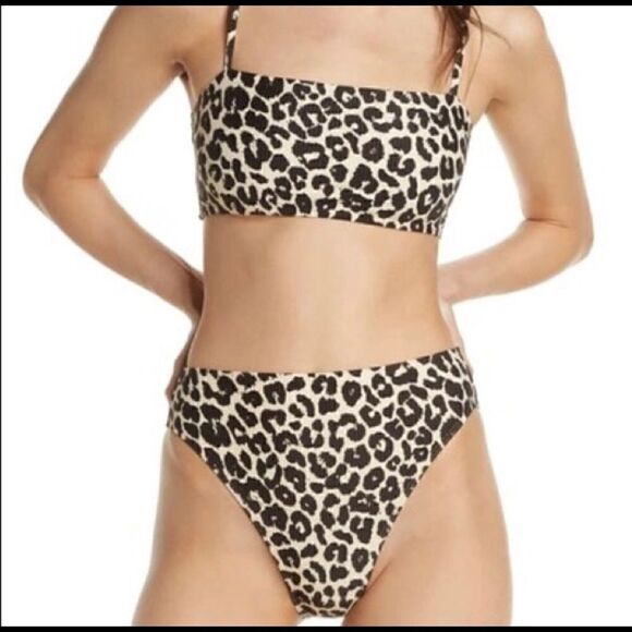 Something navy classic ribbed bandeau Ganache leopard print bikini - Picture 1 of 12